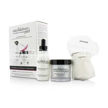 PHILOSOPHY The Microdelivery Overnight Anti-Aging Peel: Peel Solution 50ml/1.7oz + Night Gel 60ml/2oz + Cotton Pads 24pcs